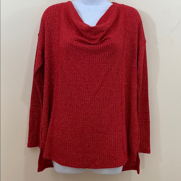 Cato Sweaters - CATO Long Sleeve Metallic Silver Woven Sweater